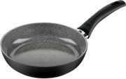 Bratpfanne mit 28 cm Durchmesser, graue Steinoptik, seitliche Perspektive