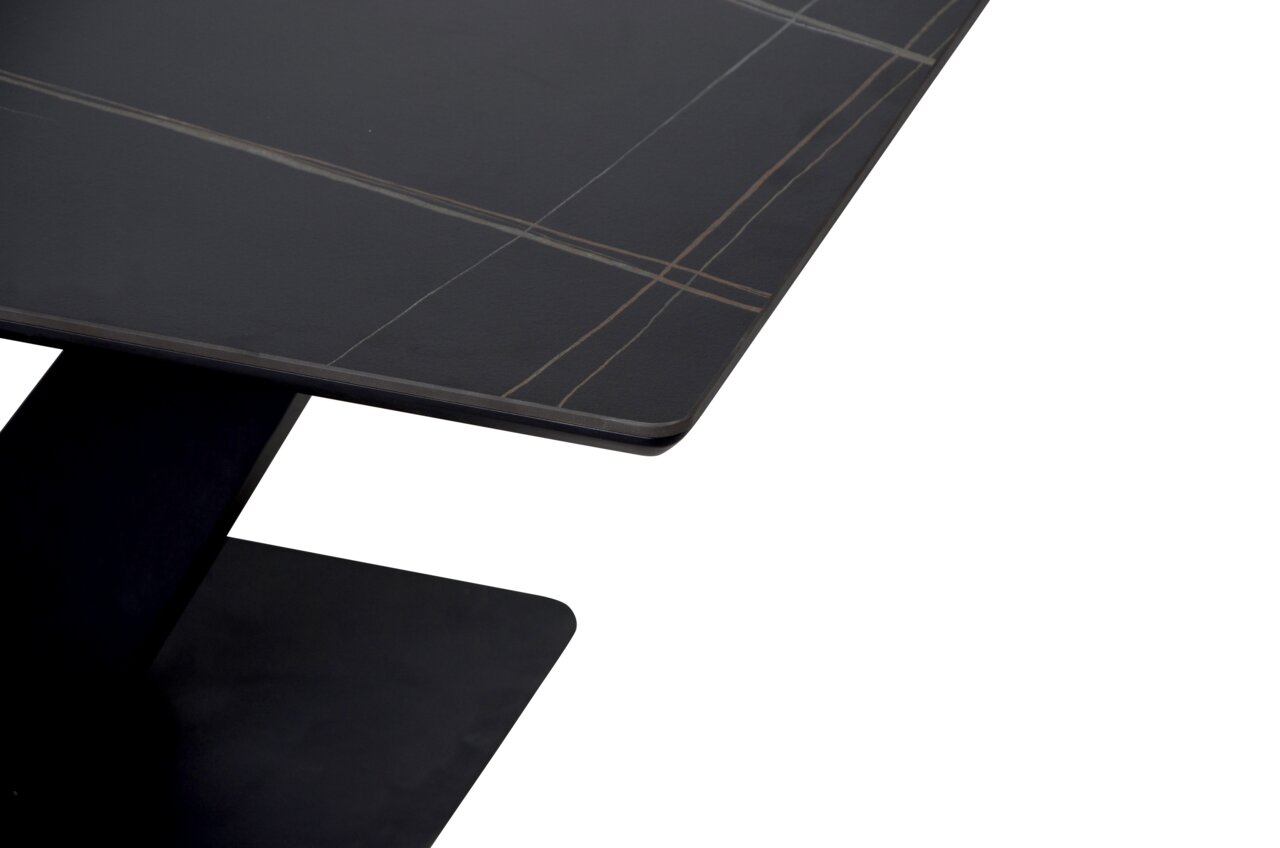 Stylife Couchtisch BARI Moderner Couchtisch mit dunkler Tischplatte und feinen Linien, aus der Vogelperspektive fotografiert.