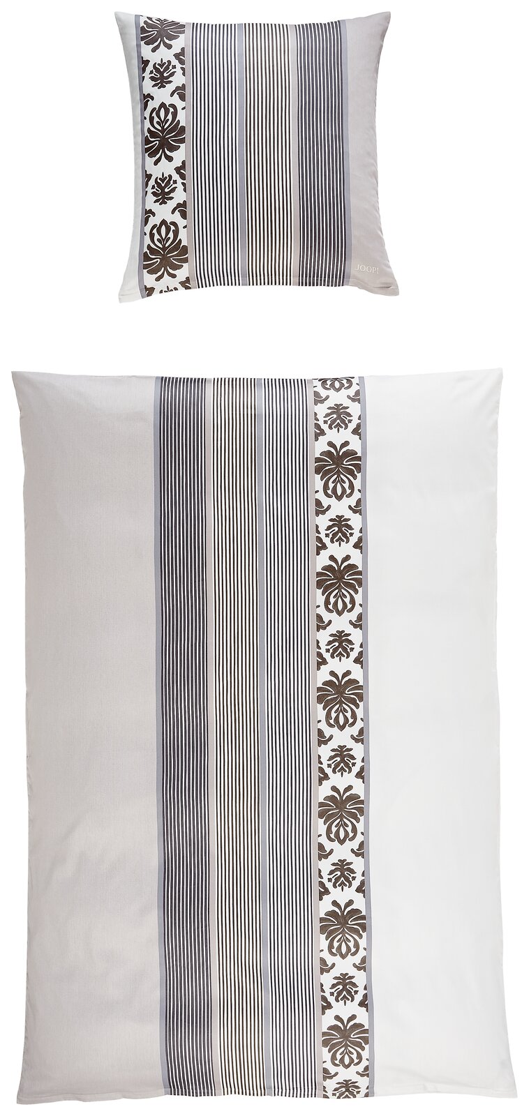 Bettwäsche-Set mit gestreiftem und floralem Muster, Draufsicht