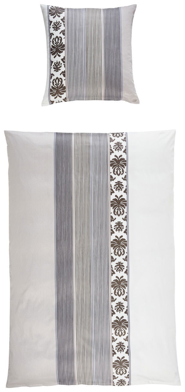 Bettwäsche-Set mit gestreiftem und floralem Muster, Draufsicht