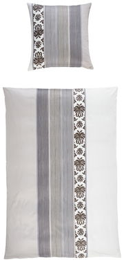 Bettwäsche-Set mit gestreiftem und floralem Muster, Draufsicht