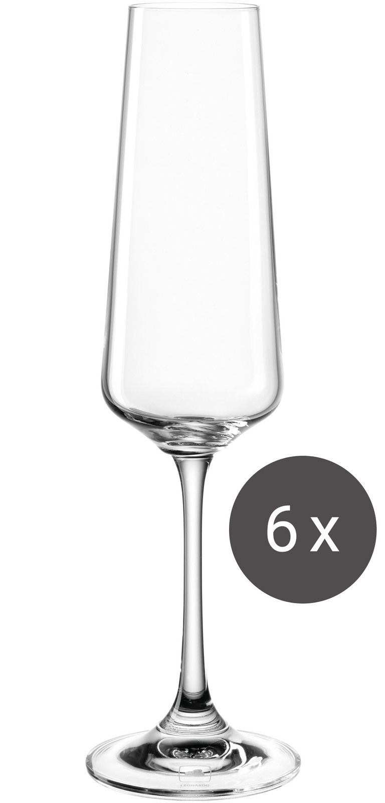 Sektglas 220ml aus einem 6er-Set, frontal abgebildet