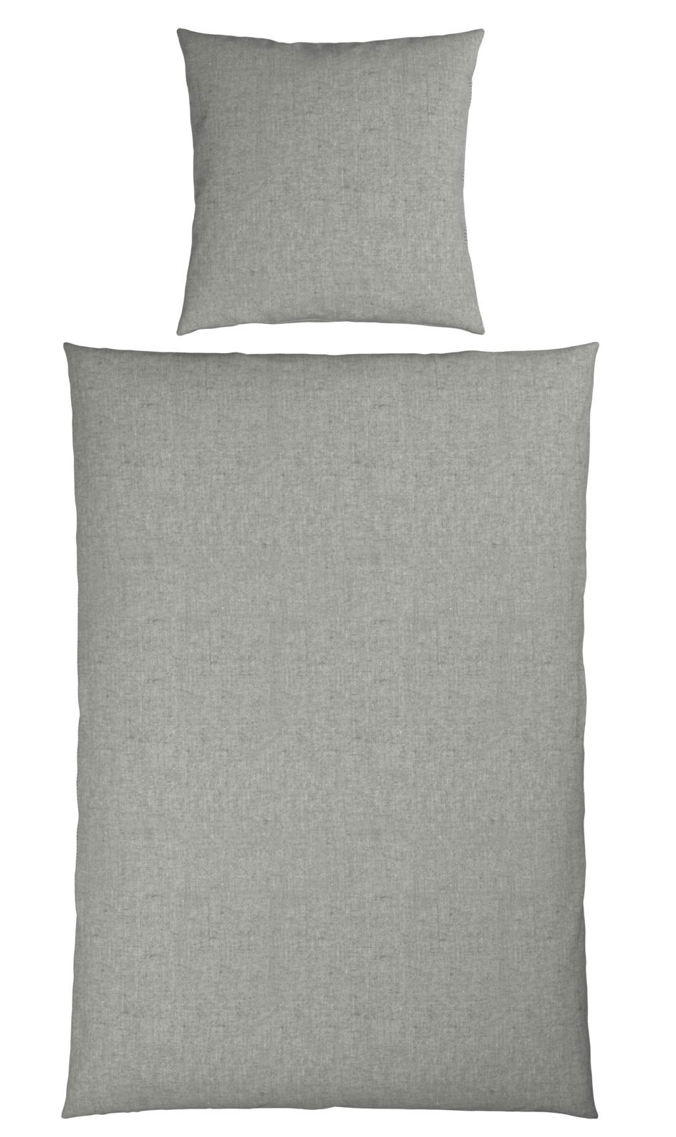 Graue Wendebettwäsche mit Kissenbezug, Draufsicht