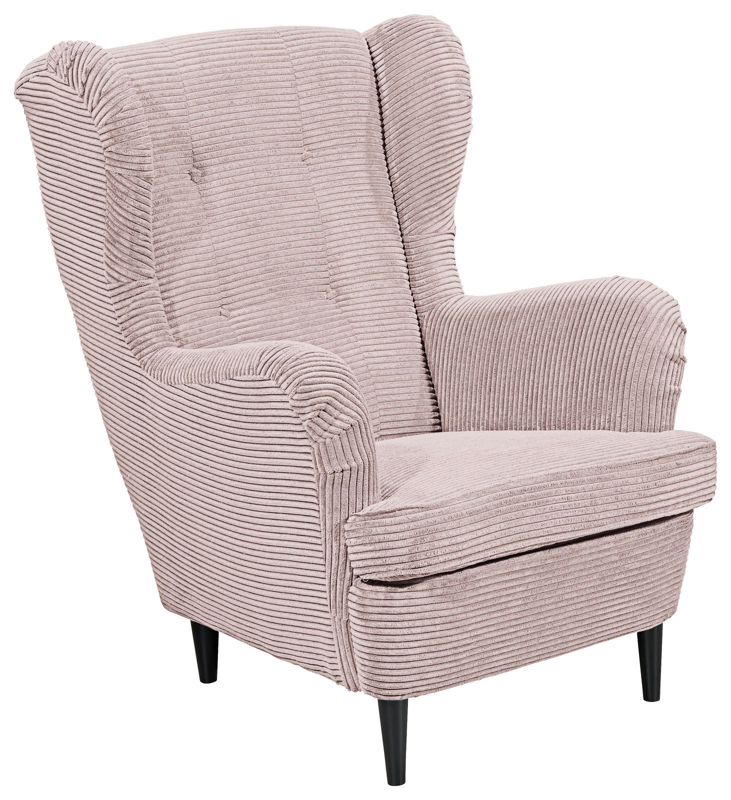 Gemütlicher Sessel mit geripptem Stoffbezug in hellem Beige, Vorderansicht