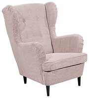 Gemütlicher Sessel mit geripptem Stoffbezug in hellem Beige, Vorderansicht