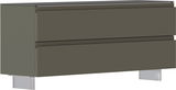 Garderobenbank in dunklem Grau mit zwei Schubladen, seitliche Perspektive