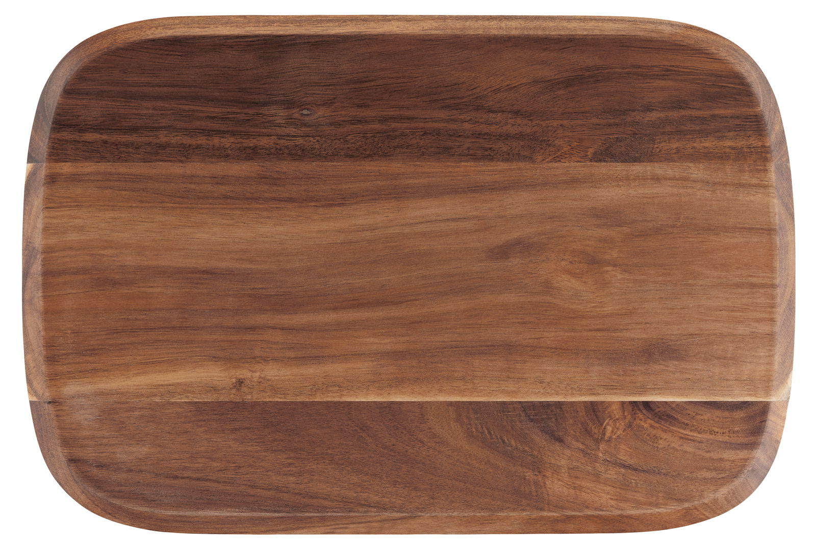 Holzschneidebrett in rechteckiger Form, aus der Vogelperspektive fotografiert