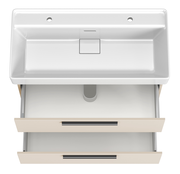Waschtisch-Set mit zwei Schubladen und zwei Armaturenlöchern, Ansicht von oben