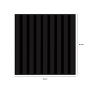 Quadratisches Dekopaneel in Schwarz mit vertikalen Streifen, Vorderansicht