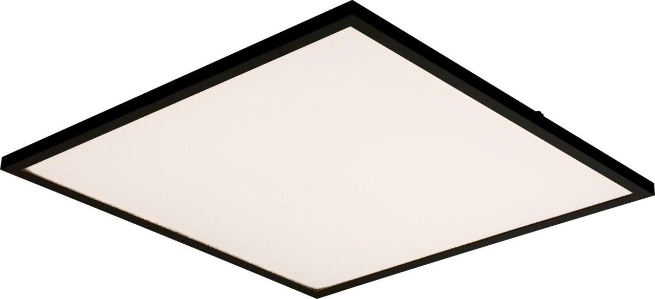 LED-Paneel in diagonaler Perspektive, rechteckig mit schwarzem Rahmen
