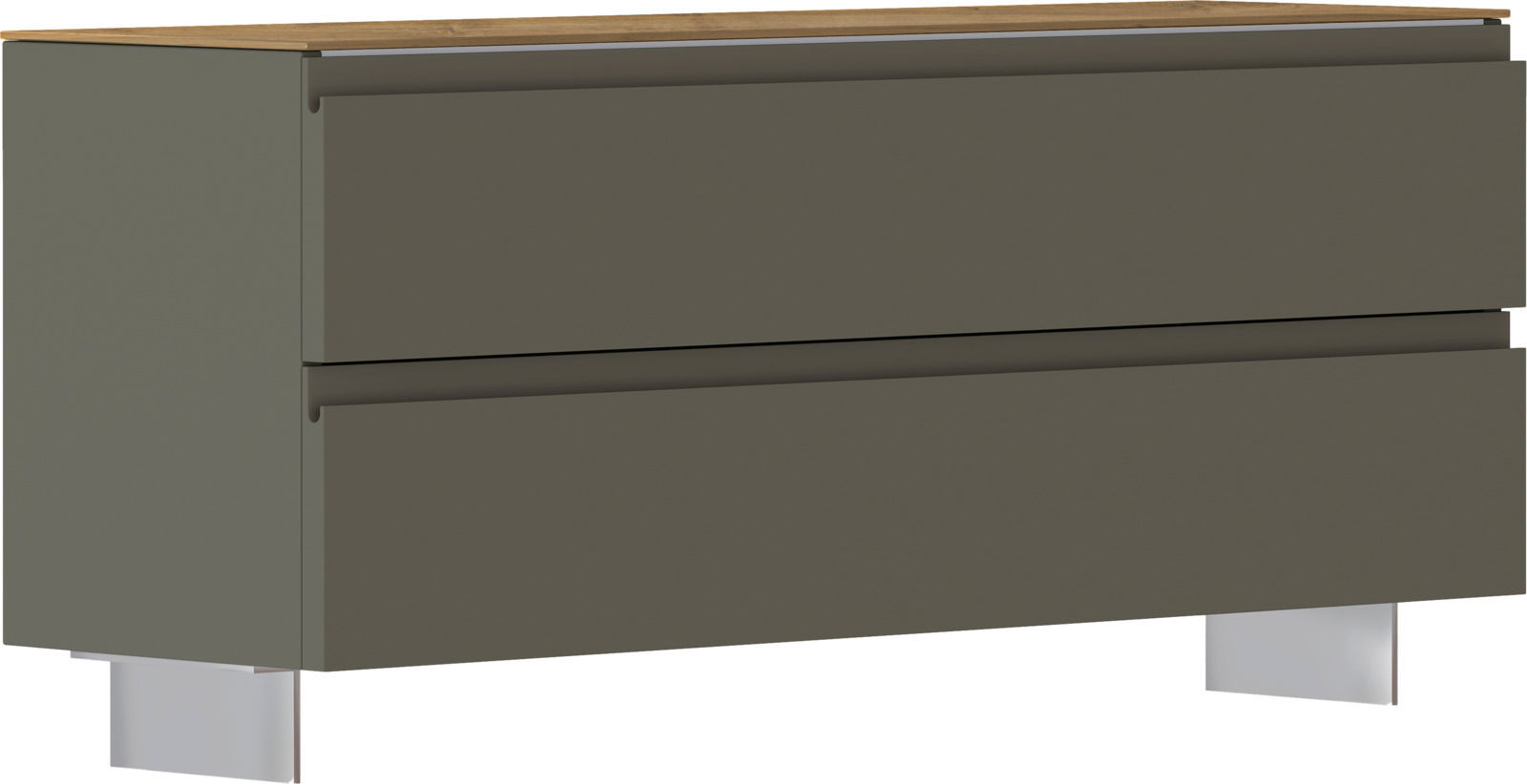 Moderano Garderobenbank LECCO Garderobenbank mit zwei Schubladen in dunklem Grau und Holzoberfläche, seitliche Perspektive