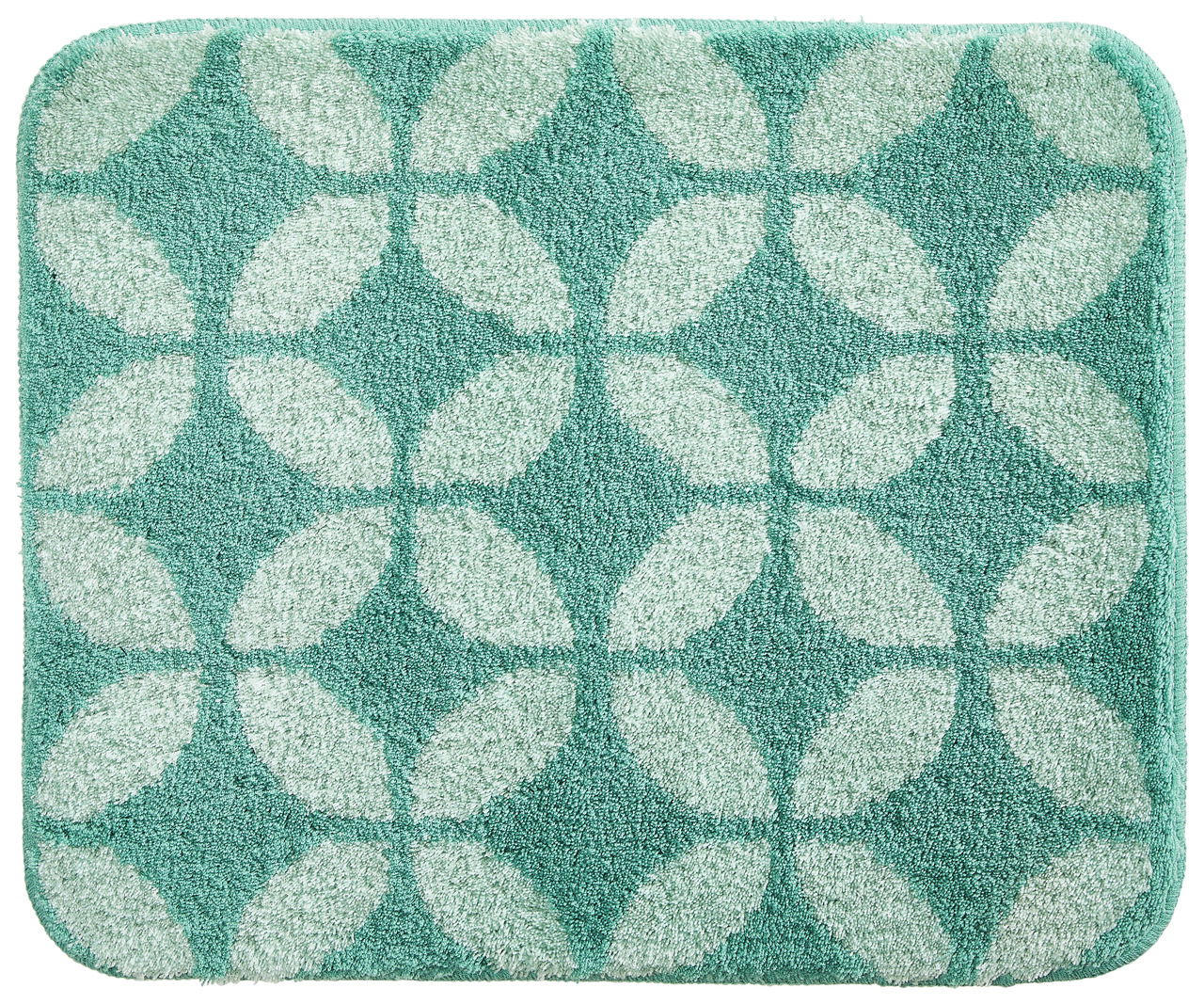 Badteppich Maila 50x60 cm in Vogelperspektive mit grünem geometrischem Muster