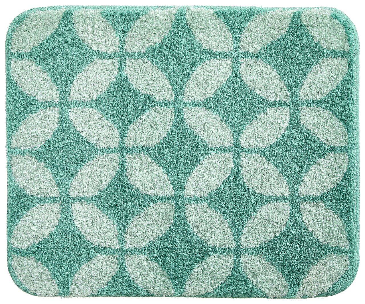 Badteppich Maila 50x60 cm in Vogelperspektive mit grünem geometrischem Muster