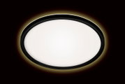 Runde LED-Deckenleuchte mit schwarzem Rahmen, Ansicht von unten