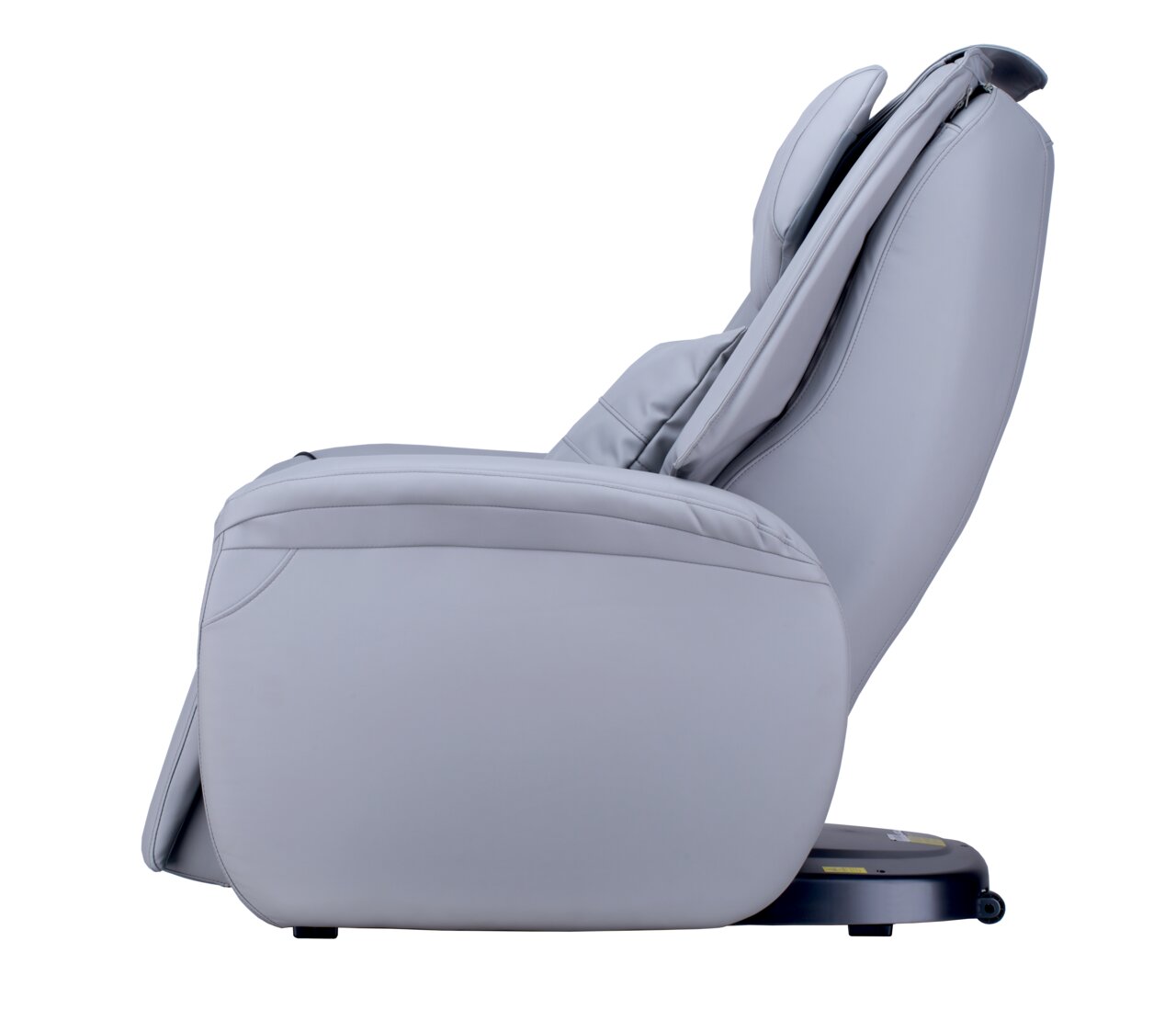 Seitliche Ansicht eines grauen Massagesessels
