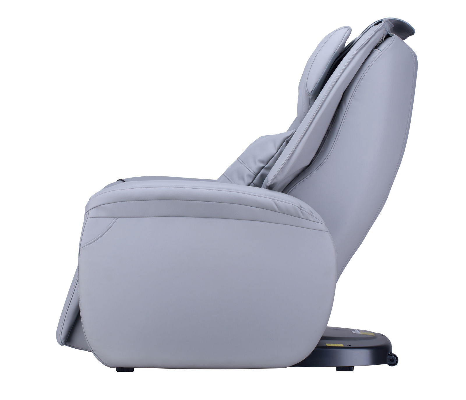 Seitliche Ansicht eines grauen Massagesessels
