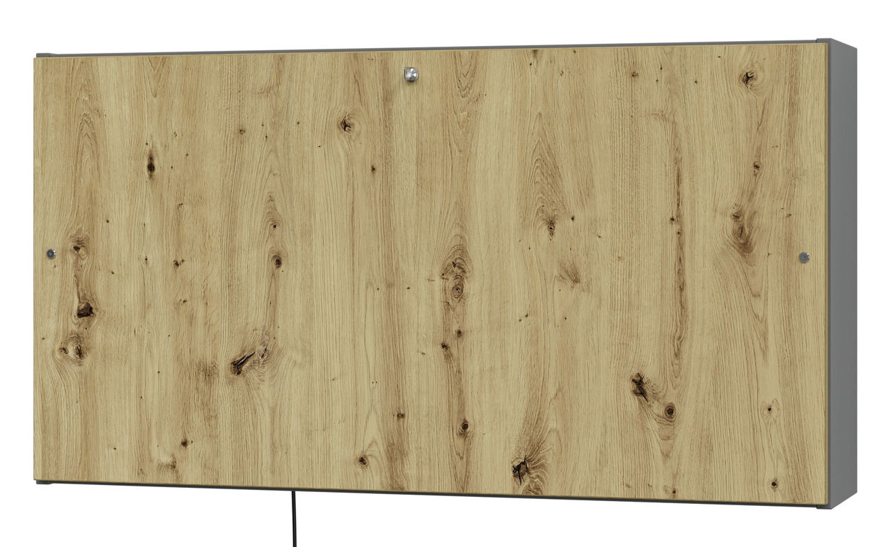 Wandschreibtisch aus Holz in geschlossener Position, Frontansicht