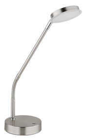 Moderne LED-Tischleuchte aus Metall in seitlicher Perspektive