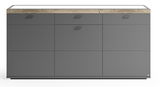 Modernes Sideboard in grauer Farbe mit Holzoberfläche, Frontansicht