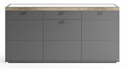 Modernes Sideboard in grauer Farbe mit Holzoberfläche, Frontansicht