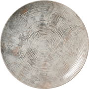 Flacher Teller mit perlenartigem Muster in Draufsicht