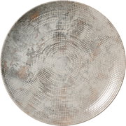 Flacher Teller mit perlenartigem Muster in Draufsicht