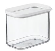 Transparente Vorratsdose Modula 1000 ml mit weißem Deckel, seitliche Perspektive