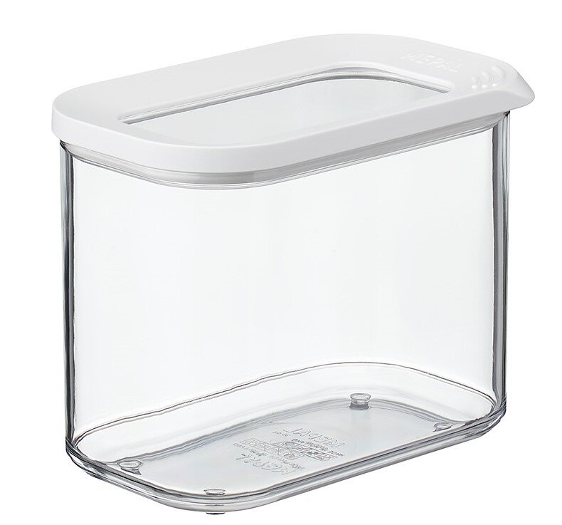 Transparente Vorratsdose Modula 1000 ml mit weißem Deckel, seitliche Perspektive