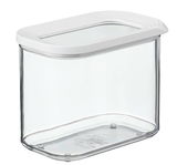 Transparente Vorratsdose Modula 1000 ml mit weißem Deckel, seitliche Perspektive