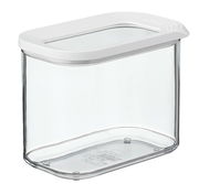 Transparente Vorratsdose Modula 1000 ml mit weißem Deckel, seitliche Perspektive