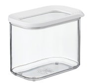Transparente Vorratsdose Modula 1000 ml mit weißem Deckel, seitliche Perspektive