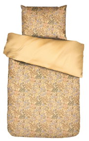 Bettwäsche-Set mit floralem Muster in warmen Gelbtönen, Draufsicht