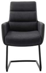 Freischwinger-Sessel in dunklem Stoffbezug, Vorderansicht