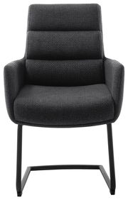 Freischwinger-Sessel in dunklem Stoffbezug, Vorderansicht