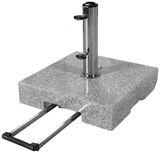 Granit-Trolley-Sockel mit ausziehbarem Griff, seitliche Perspektive