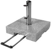 Granit-Trolley-Sockel mit ausziehbarem Griff, seitliche Perspektive