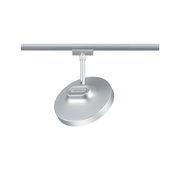 Silberner Schienenspot Hildor von vorne, montiert an einer Schiene