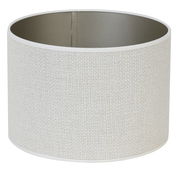 Zylindrischer Lampenschirm aus hellem Stoff, seitliche Perspektive