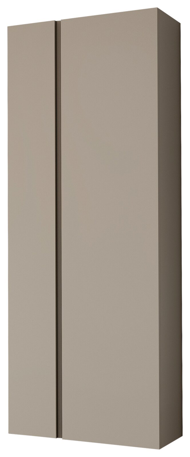 Hänge-Garderobenschrank mit zwei Türen in Beige, seitliche Perspektive
