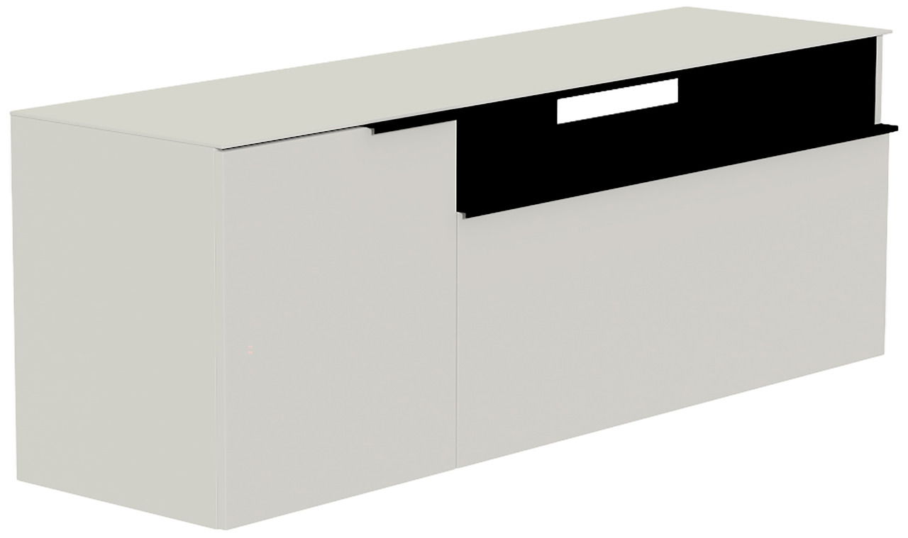 Hänge-Lowboard in modernem Design, seitliche Perspektive