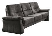 Graues 3,5-Sitzer-Sofa mit weicher Polsterung, seitliche Perspektive