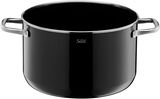 Schwarzer Kochtopf der Elegance Line mit zwei Griffen, seitliche Perspektive