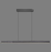 Moderne, minimalistische Pendelleuchte PURE-MOTO-RISE von Paul Neuhaus in seitlicher Ansicht, mit schlankem, rechteckigem Design und zwei Aufhängungen.