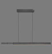 Moderne, minimalistische Pendelleuchte PURE-MOTO-RISE von Paul Neuhaus in seitlicher Ansicht, mit schlankem, rechteckigem Design und zwei Aufhängungen.