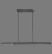 Moderne, minimalistische hanglamp PURE-MOTO-RISE van Paul Neuhaus in zijaanzicht, met een slank, rechthoekig ontwerp en twee ophangpunten.