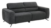 Graues 2,5-Sitzer-Sofa mit modernen Metallfüßen, seitliche Perspektive