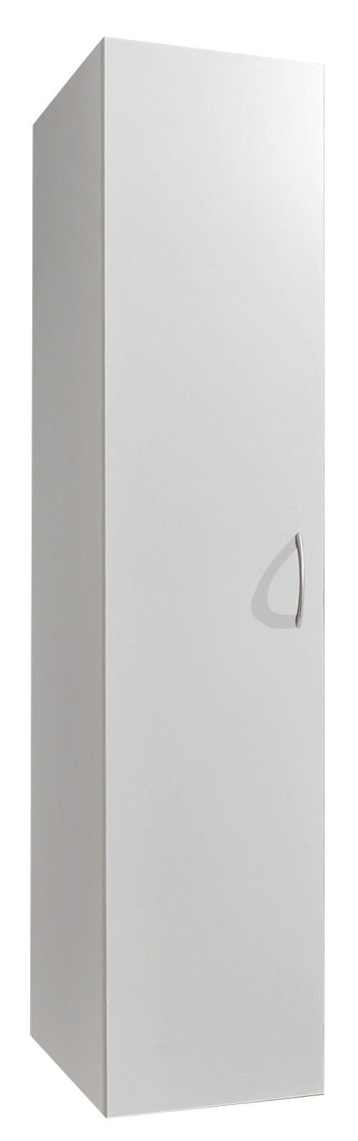 XORA Kleiderschrank MULTIRAUMKONZEPT Weißer, schlichter Kleiderschrank mit einer Tür und silbernem Griff, seitliche Perspektive