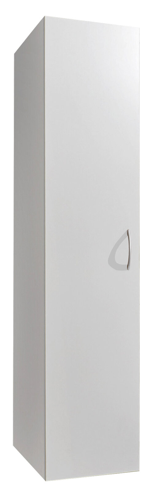 XORA Kleiderschrank MULTIRAUMKONZEPT Weißer, schlichter Kleiderschrank mit einer Tür und silbernem Griff, seitliche Perspektive