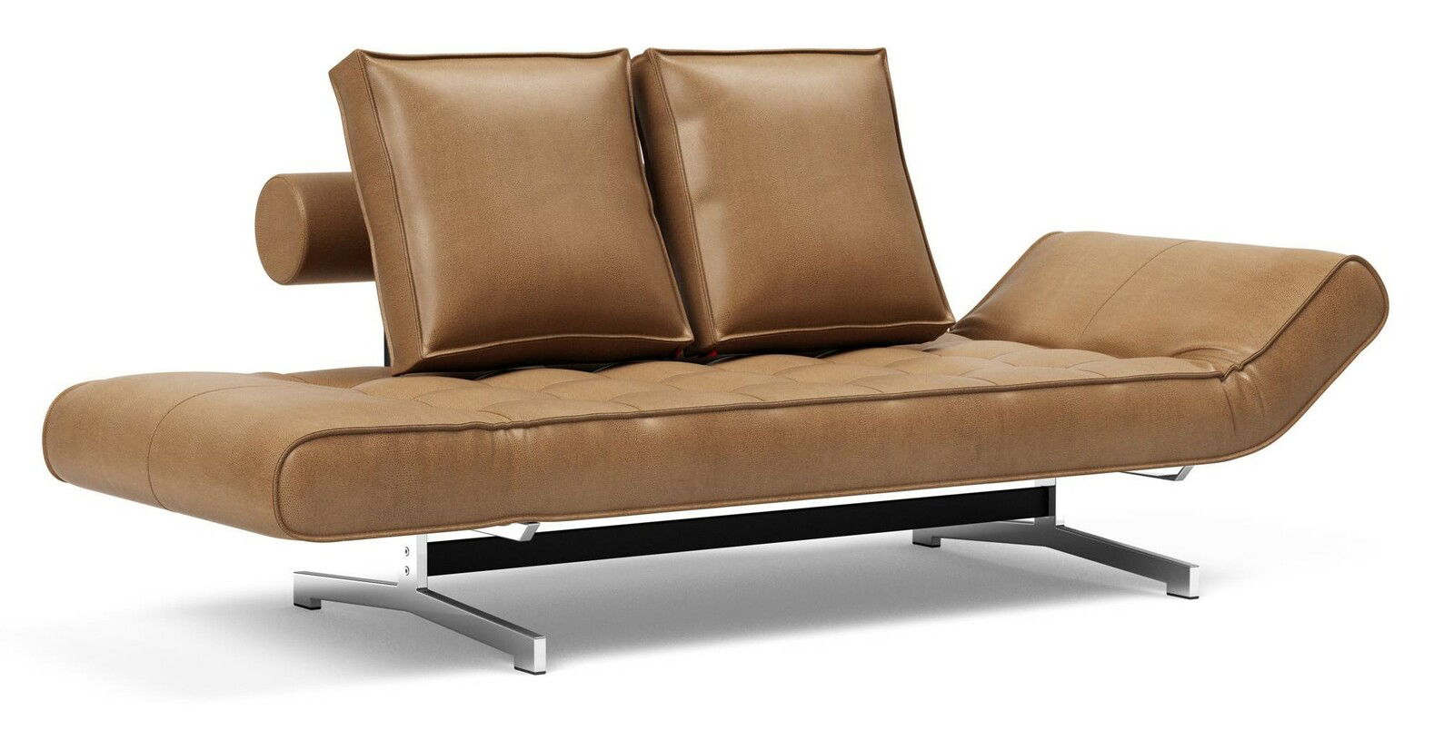 Braunes Funktionssofa mit verstellbaren Rückenkissen und modernem Design, seitliche Perspektive