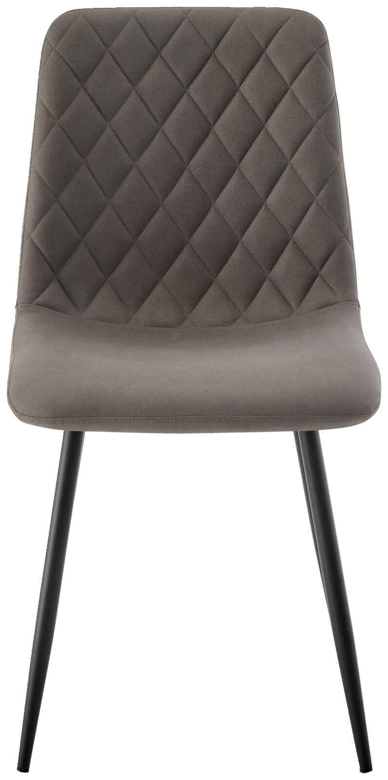 Grauer Stuhl mit gesteppter Rückenlehne, Vorderansicht